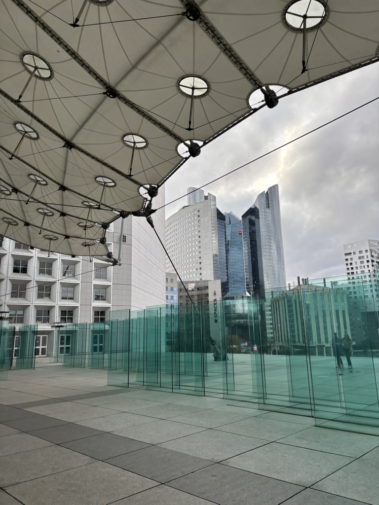 View under a canopy in La Defense in Paris on March 26, 2026